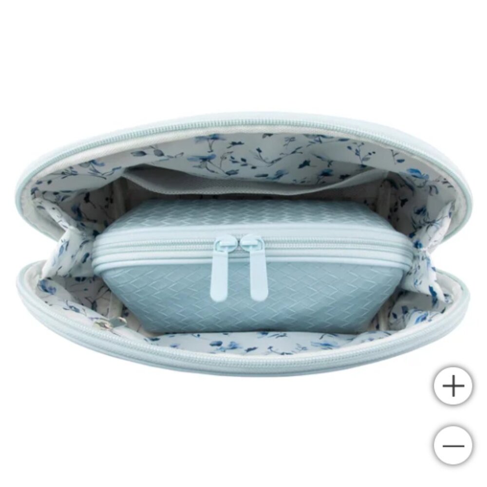 GloTech 2-pack Faux Leather Cosmetic Bags Light Blue